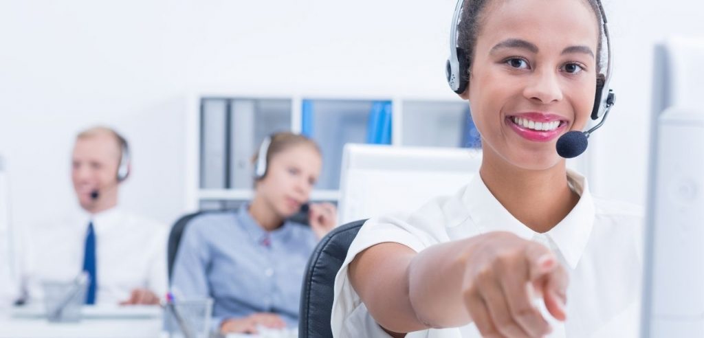 Call centre agent doing outbound sales