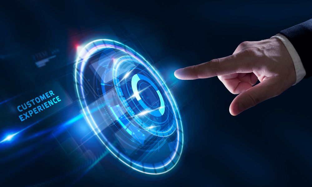 Finger activating digital customer experience.