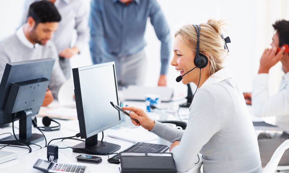 Call center agents working on improving their customer service skills.