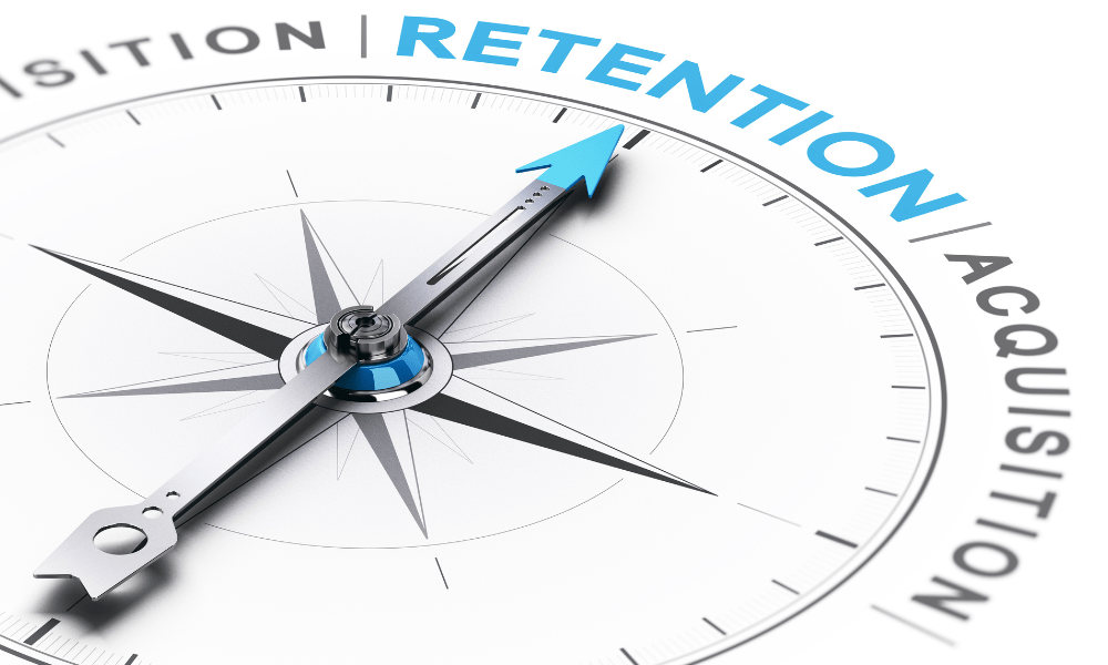 Compass pointing to customer retention.