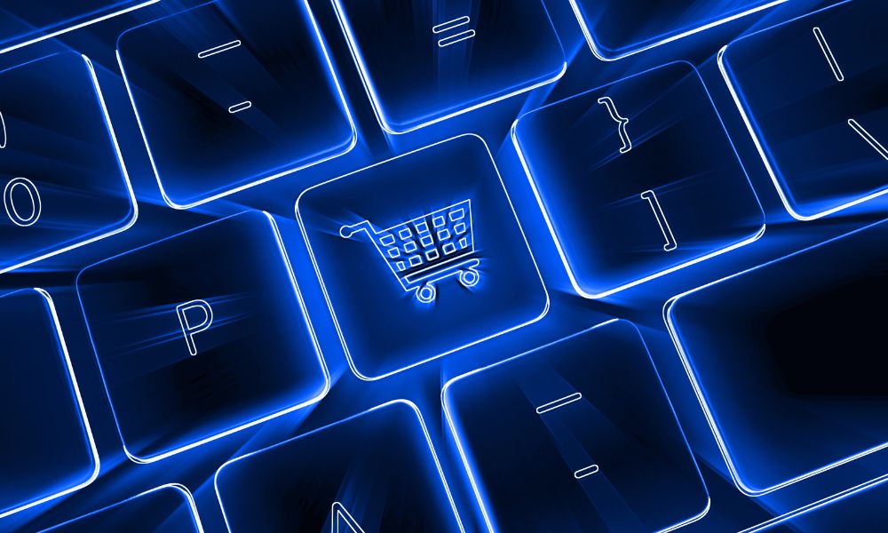 Ecommerce sign on keyboard.