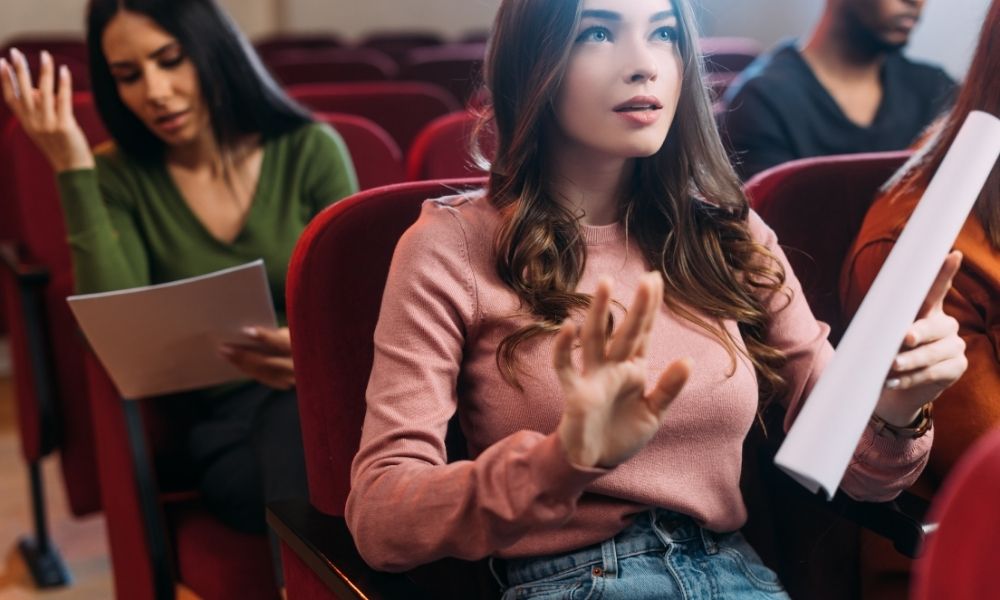Actors preparing for auditions at a acting agency in London.