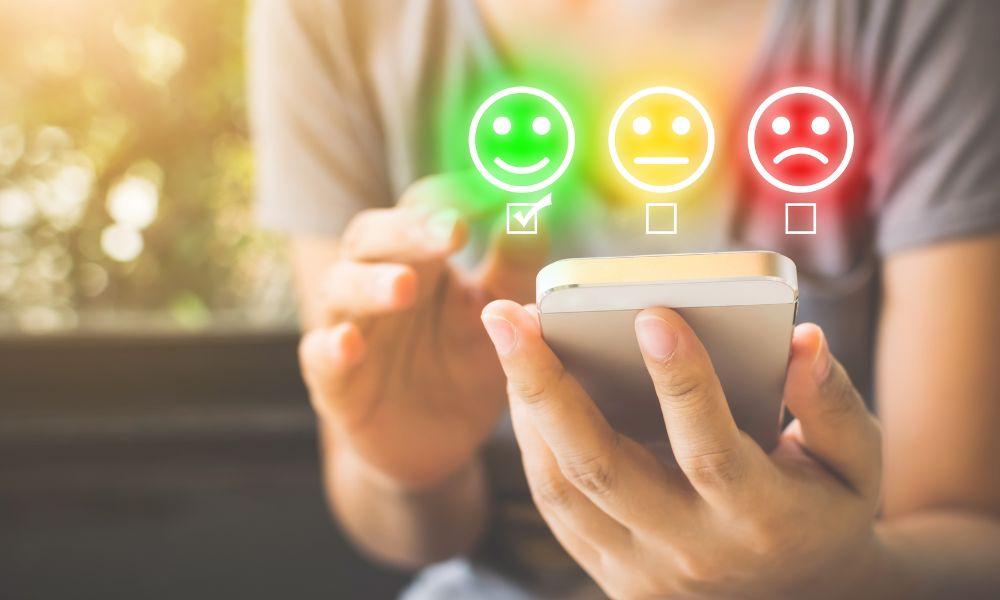 A customer giving a rating on their experience with a business.