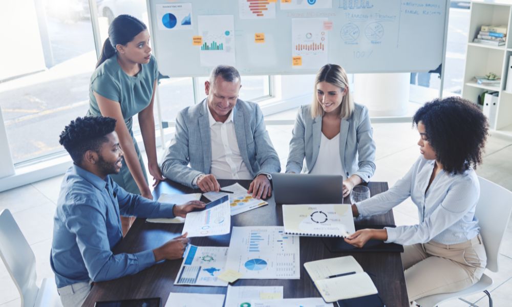A sales team creating their sales plan.