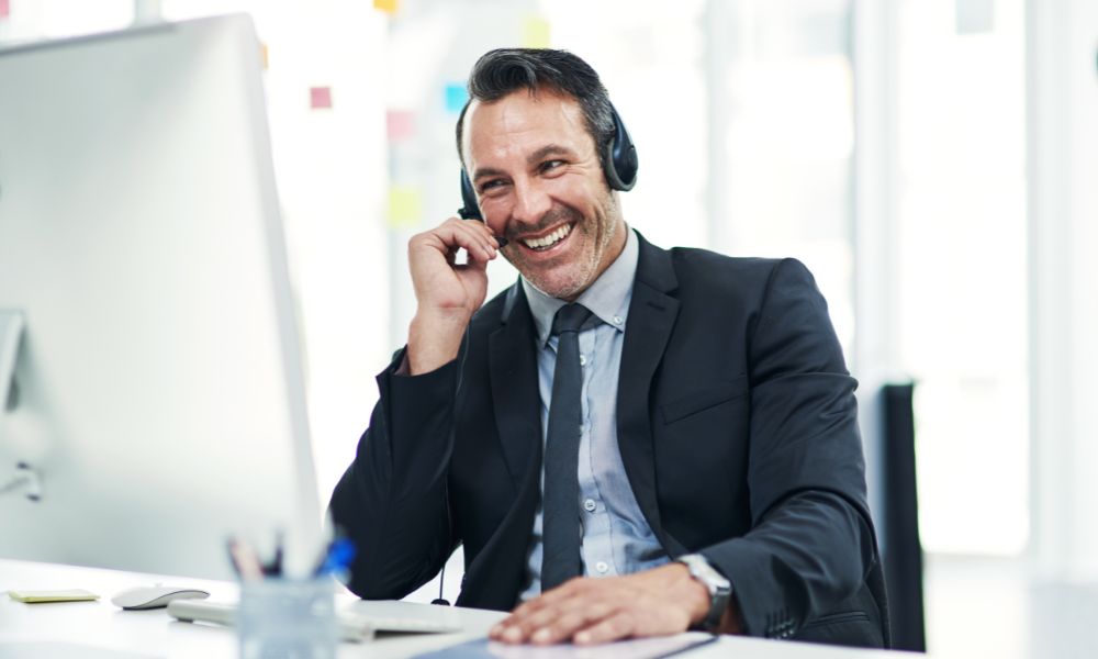 Sales representative doing inside sales.